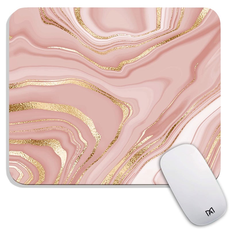 Armanza Square Mouse Pad Pink Gold,Personalized Premium-Textured Custom Mouse Mat Design,Washable Mousepad Lycra Cloth,Non-Slip Rubber Base Computer Mouse Pads for Wireless Mouse - Image 1